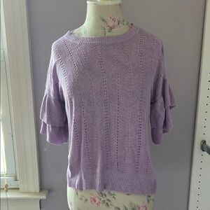 Black Tape Lavender Ruffle Sleeve Sweater